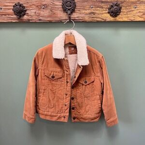 Gap Kids Corduroy Sherpa Lined Trucker Jacket Brown S 6-7 496143-00